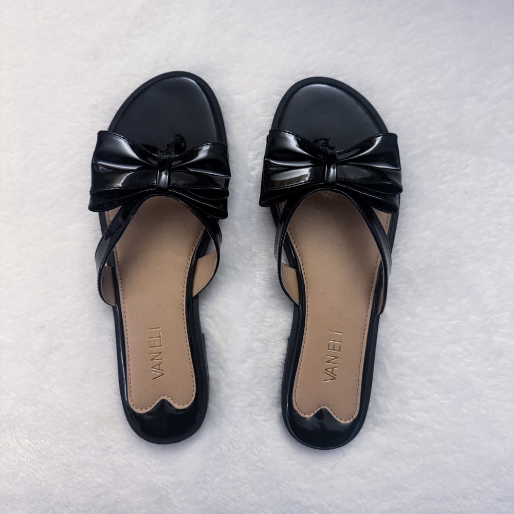 New Vaneli Black Bow Sandals